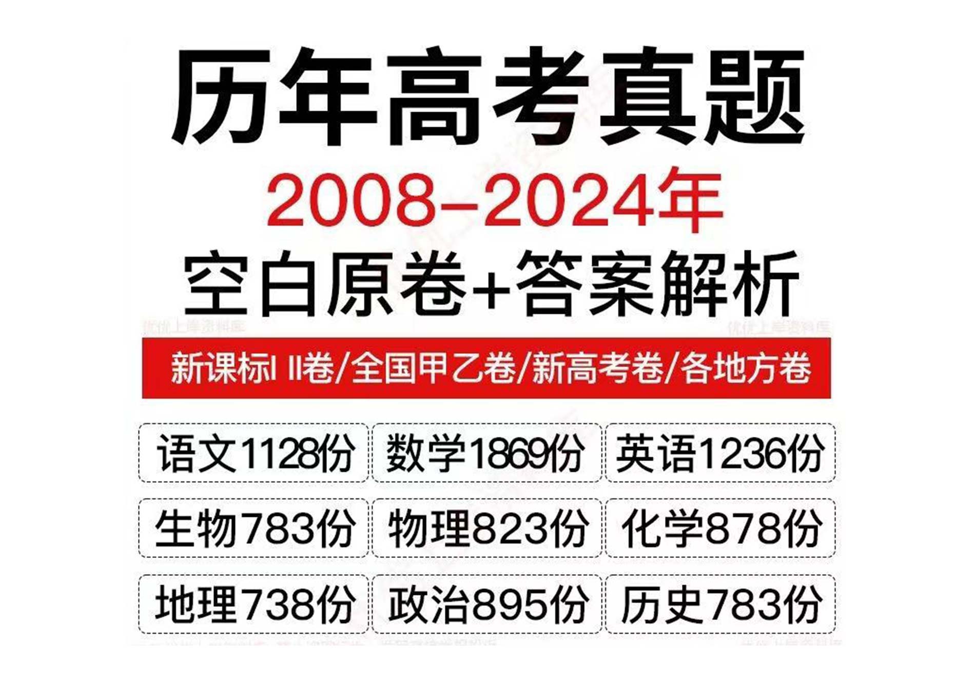 2024高考历年真题试卷电子版全国地方卷数学英语文生物理化学word