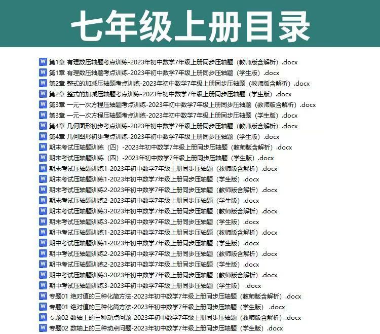 图片[1]-初中数学同步压轴题七八九年级培优重难点训练突破练习题word素材