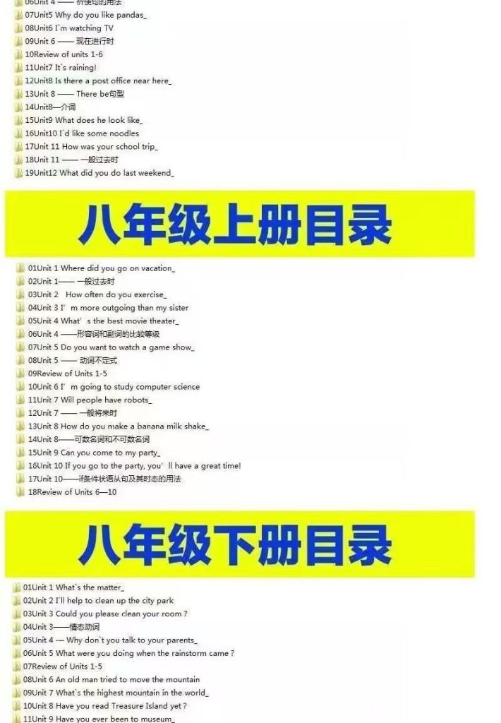 图片[1]-人教版初中英语七八九年级上下册讲义专项练习知识点电子